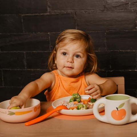 Zestaw naczyń tworzywo sztuczne bez BPA Suavinex różowy z matą antypoślizg.