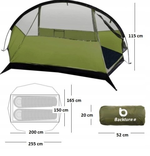 Namiot turystyczny Backture 2 osobowy zielony