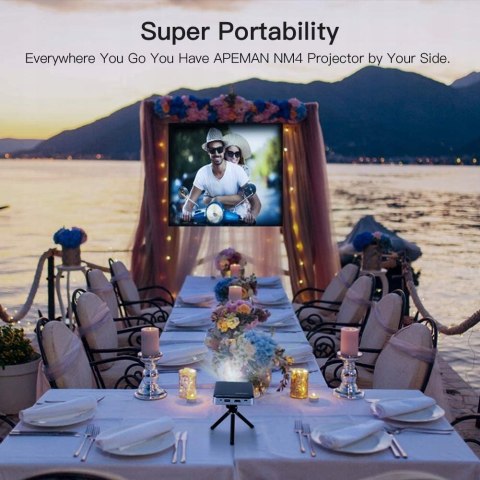 APEMAN M4 przenośny Mini projektor, kieszonkowy wideo na wyjazd, pod namiot