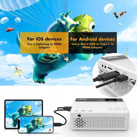 QKK V08 LED projektor multimedialny 1080P 6000lm