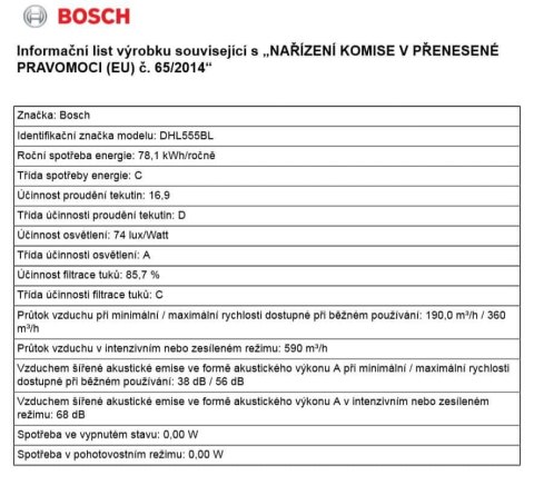 Okap do zabudowy Bosch DHL555BL 53 x 25,5 x 38 cm - SREBRNY