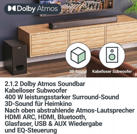 SOUNDBAR MAJORITY SIERRA PLUS 400W BLUETOOTH DOLBY ATMOS BLACK