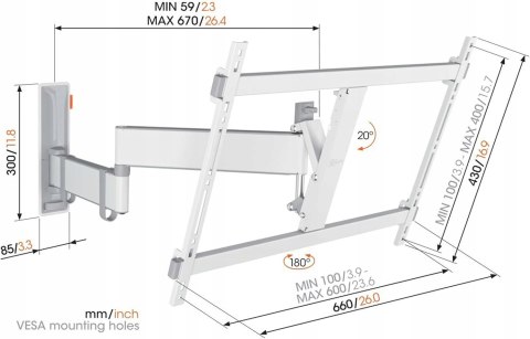 Uchwyt na telewizor 40-77 cali wychylny do 180° Vogel's TVM 3645