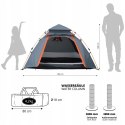 Namiot turystyczny 3-osobowy Lumaland Light Pop Up 215 x 195 x 120cm szary