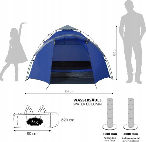 Namiot turystyczny Lumaland Outdoor Pop Up 3-osobowy niebieski