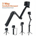 3 Way Grip Waterproof Monopod Selfie Stick Tripod Stand for GoPro Hero 10