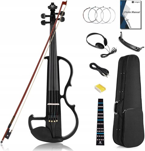 Skrzypce elektryczne Vangoa Electric Violin 4/4 - smyczek, struny, kabel