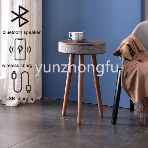 Stolik z głośnikiem i ładowaniem bezprzewodowym Naturalny standard