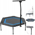 Składana trampolina fitness z drążkiem SportPlus 126 cm bardzo cicha