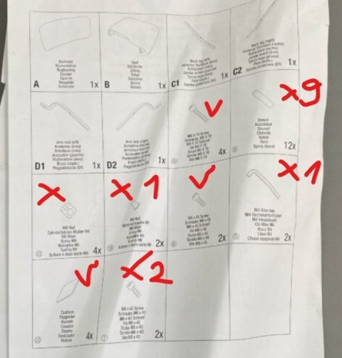 T-135663 Teqler krzesło dla gości brak śrubek oraz kołków!!!