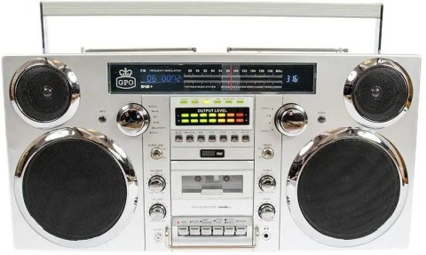 Boombox Odtwarzacz CD GPO Brooklyn srebrny