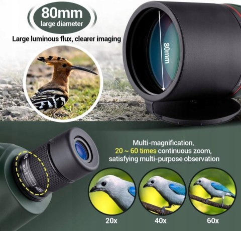 Teleskop kątowy monokularowy HD Uscamel 20-60x80 Wodoodporna IPX7
