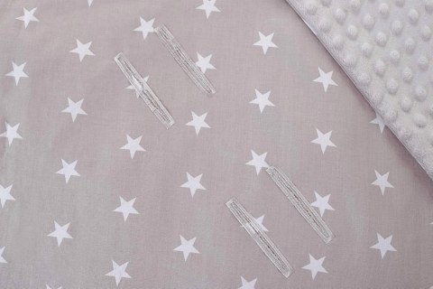 Dwustronny Kocyk Niemowlęcy Kapturek Medi Partners Gwiazdki z szarym Minky