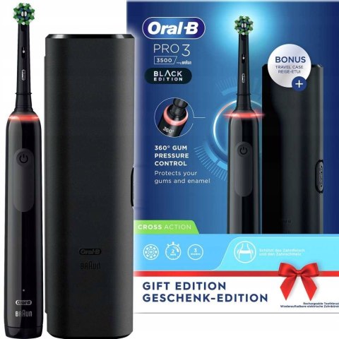 Oral-B Pro 3 - 3500 - Czarna szczoteczka elektryczna w technologii Braun