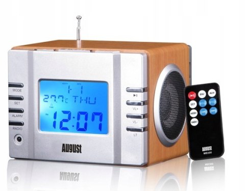 Radio sieciowo-bateryjne FM August MB300B kolor jasnego drewna /srebrny