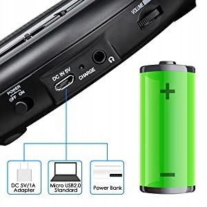 Samochodowy odtwarzacz CD czarny przenośny głośniki AUX, USB, akumulatorowy