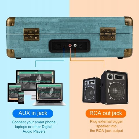 Gramofon vintage 3-biegowy winylowy gramofon Bluetooth z głośnikiem stereo