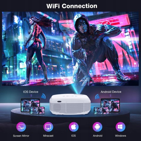 Projektor LED HOWWOO-JQ901C biały