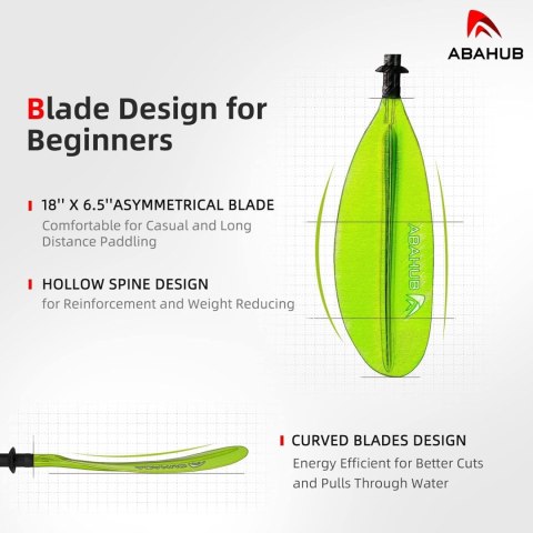 Rozkładane wiosło kajakowe Abahub 230 cm zielone