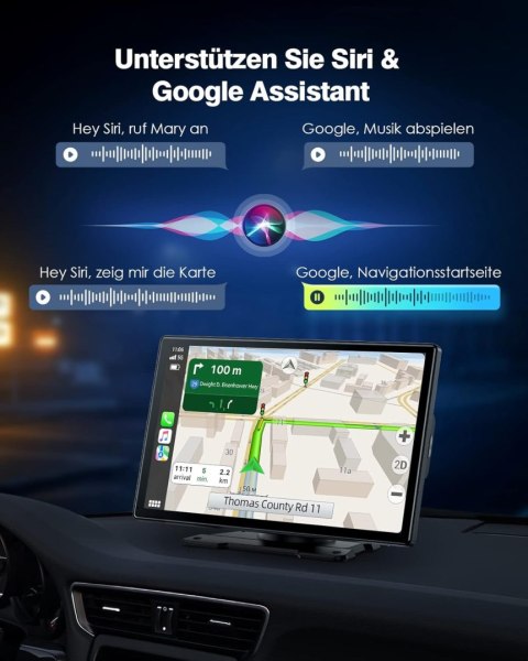 EYETOO CarPlay & Android Auto radio samochodowe, 9-calowe, przenośne.