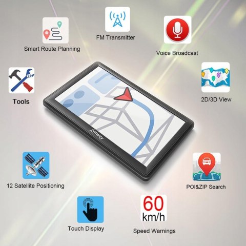 Jimwey Nawigacja GPS do samochodów ciężarowych 5 cali, mapa eu.