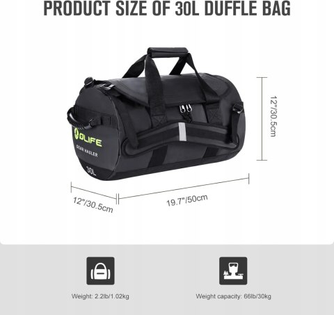 OLIFE Torba plecak 2w1 sportowa czarna 30l OLIFE Torba plecak 2w1 sportowa czarna 30l