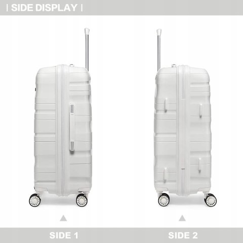 Kono 28" walizka z twardego polipropylenu z blokadą TSA 4 Kółka,Biały 105l