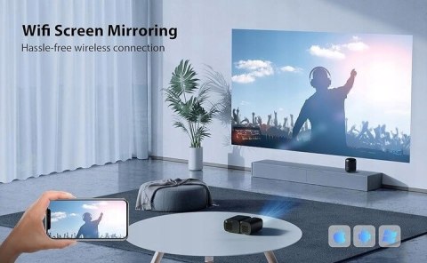 Mini Projektor LED Glisogo C11 czarny 7500 lumenów / bluetooth / WIFI