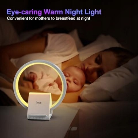 AUYLE Lampka nocna Głośnik BT Ładowarka 15W Lampa Atmosferyczna