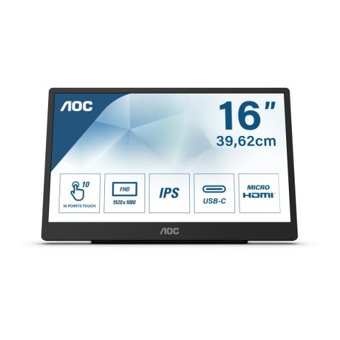 Monitor LED AOC 16T2 15,6 " 1920 x 1080 px IPS / PLS