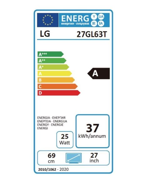 Monitor LG UltraGear IPS HDR 10 144Hz 27GL63T 27 " 1920 x 1080 px