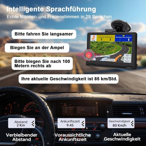 Nawigacja samochodowa 2024 Lehwey 7 cali, Europa Uk, 52 mapy.