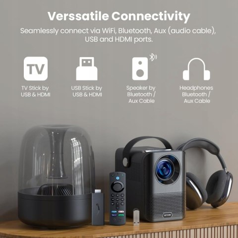 Projektor ETOE A1172 1080p 9000 LUM 4K android netflix youtube ios/mac pc