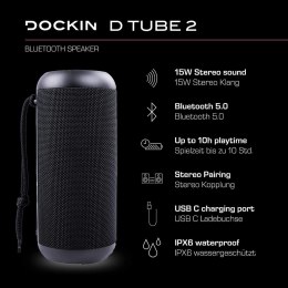 Głośnik przenośny Dockin D Tube 2 Bluetooth AUX IPX6 Music Box czarny