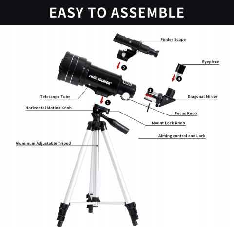 FREE SOLDIER F30070M Teleskop astronomiczny 300/70mm + Adapter Na Telefon