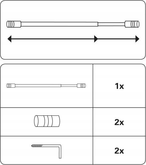 GARDINIA Karnisz napinany z 2 hakami gwintowanymi Ø 10 mm, Długość 60-85 CM GARDINIA Karnisz napinany z 2 hakami gwintowanymi Ø 10 mm, Długość 60-85 CM