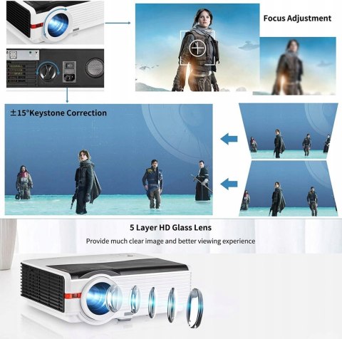 Projektor LED Caiwei A9 biały ANDROID WIFI