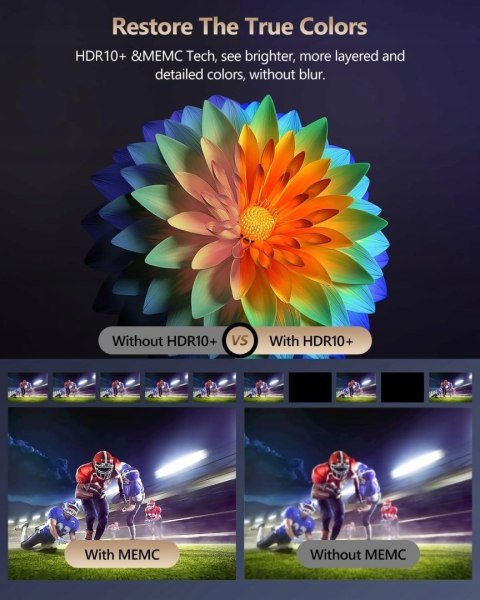 ZCGIOBN Projektor wideo 4K Wifi 1000 ANSI LUMEN