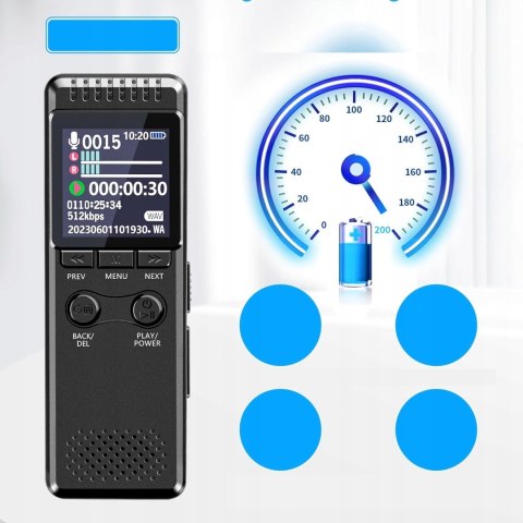 Dyktafon 64GB pamieci 1100 mAh Bateria Rejestrator Glosu