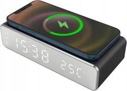TECHMADE Budzik cyfrowy z ładowaniem bezprzewodowym i wyświetlaczem LED