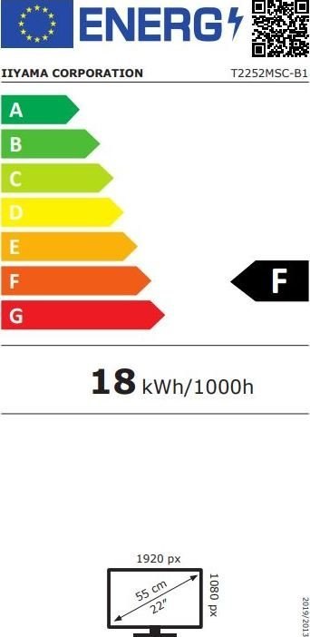 Monitor LED iiyama T2252MSC-B1 21,5 " 1920 x 1080 px IPS / PLS