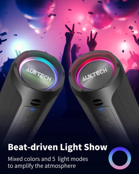 PRZENOŚNY GŁOŚNIK BLUETOOTH AK01 LED RGB IPX7