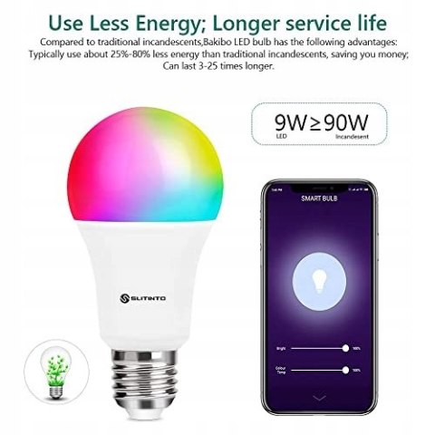 Żarówki LED smart Bakibo E27 9 W 2 sztuki