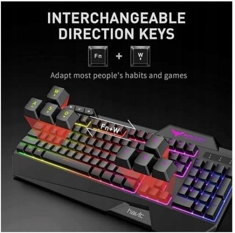 KLAWIATURA CZARNA HAVIT HV-KB558CM +MYSZ UKŁAD DE
