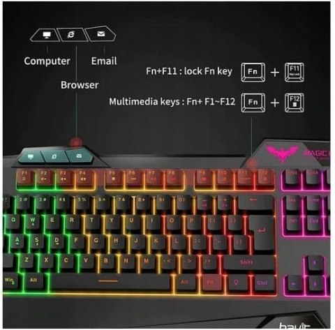 KLAWIATURA CZARNA HAVIT HV-KB558CM +MYSZ UKŁAD DE