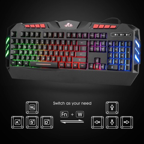 Zestaw klawiatura mysz Rii RK900 USB RGB gamingowa układ de do gier