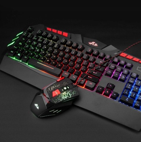 Zestaw klawiatura mysz Rii RK900 USB RGB gamingowa układ de do gier