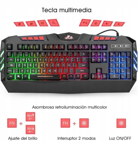 Zestaw klawiatura mysz Rii RK900 USB RGB gamingowa układ de do gier
