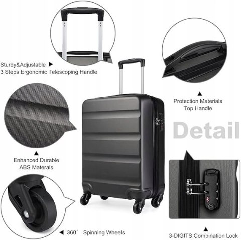 Kono K1991 Lekka twarda walizka z 4 kółkami i zamkiem szyfrowym