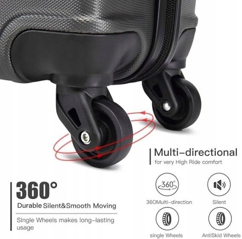 Kono K1991 Lekka twarda walizka z 4 kółkami i zamkiem szyfrowym